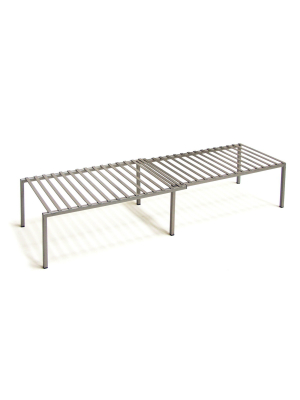 Seville Classics Iron Slat Expandable Kitchen Counter And Cabinet Shelf, Satin Pewter