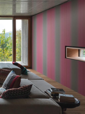 Vertical Stripe Wallpaper In Jade And Pink By Missoni Home For York Wallcoverings