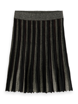 Pleated Metallic Midi Skirt