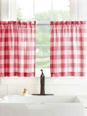 Farmhouse Living Buffalo Check Kitchen Tier Window Curtain Set Of 2 - Elrene Home Fashions