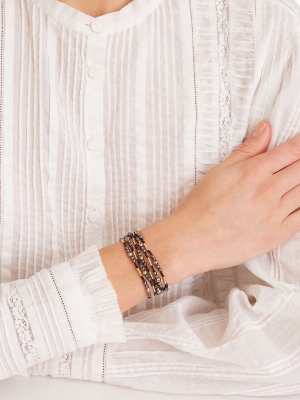 Black Spinel And Gold Mix Naked Wrap Bracelet