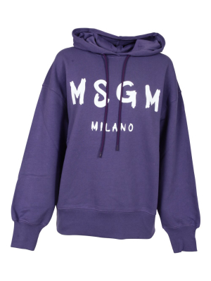 Msgm Logo Print Drawstring Hoodie