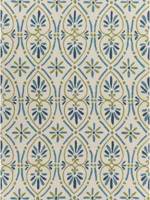 Terra Collection Hand-tufted Area Rug In Cream, Blue, & Green