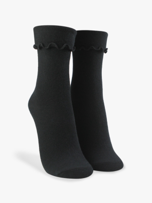 Ribbed Lettuce-edge Crew Socks