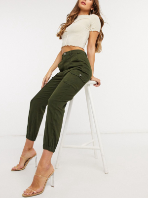 Femme Luxe Cargo Trouser With Pocket Detail In Khaki