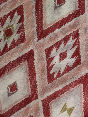 Gauze Scarf, Abstract Geometric Pattern, Brick Red