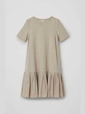 Gathered Panel Cotton Dress