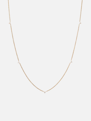 Capra Necklace, 14k Gold Pavé