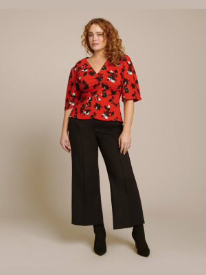 Cropped Flare Trouser With Pintuck