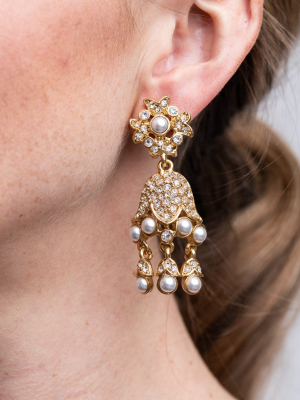 Gold And Pearl Drop Clip Earrings