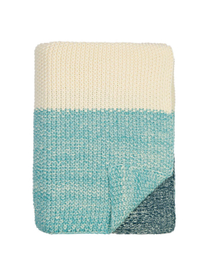 The Blue Tri-colored Block Throw