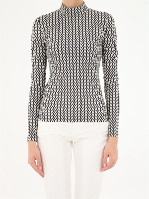 Valentino Optical Turtleneck Long-sleeve Top