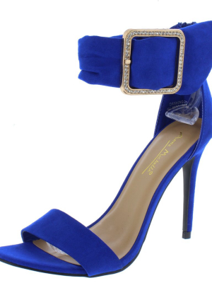 Dashing21 Electric Blue Open Toe Ankle Buckle Band Stiletto Heel