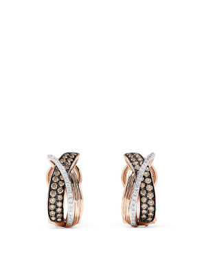 Effy 14k Rose Gold Espresso And White Diamond Earrings, 0.73 Tcw