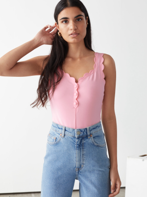 Fitted Scalloped Bodysuit