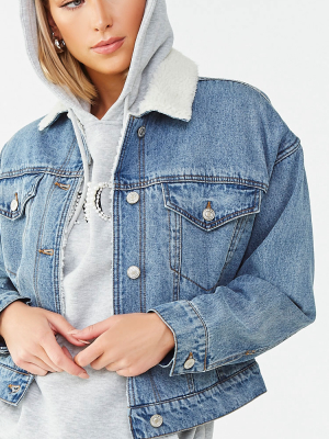 Faux Shearling-lined Denim Jacket