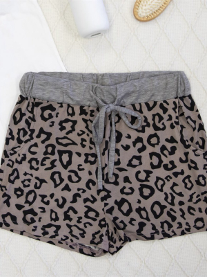 Leopard Lounge Shorts - Taupe