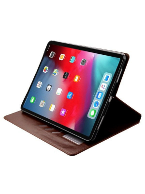 Mybat For Apple Ipad Pro 11" (2018) Brown Myjacket Leather Fabric Case Cover W/stand