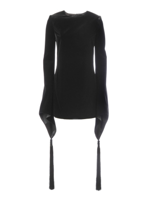 Saint Laurent Tassel-detailed Velvet Mini Dress