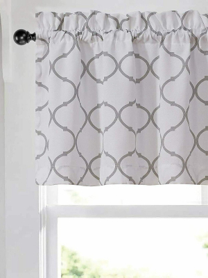 Kate Aurora Shabby Chic White & Gray Trellis Clover Rod Pocket Window Valance