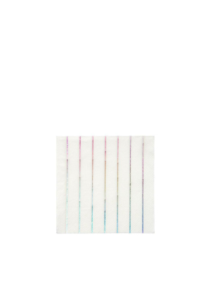 Meri Meri Silver Holographic Stripe Small Napkins