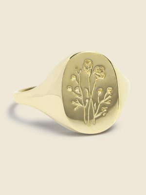 Wildflower Signet Ring - Brass