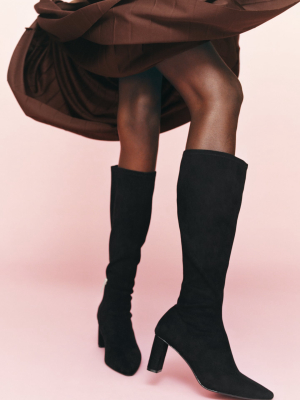 Faux Suede Heeled Boots