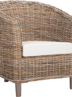 Omar Rattan Barrel Chair Natural/white