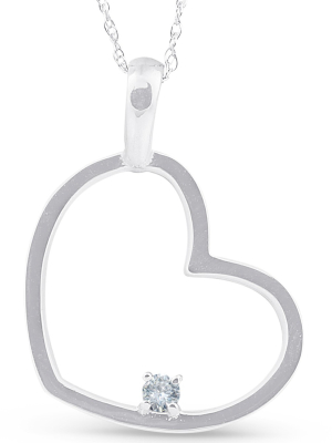 Pompeii3 Diamond Heart Pendant 10k White Gold 1" Tall