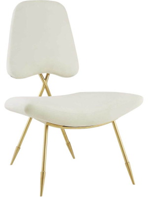 Palmer Upholstered Velvet Lounge Chair Ivory