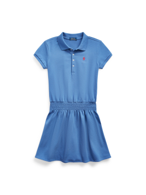 Smocked Mesh Polo Dress