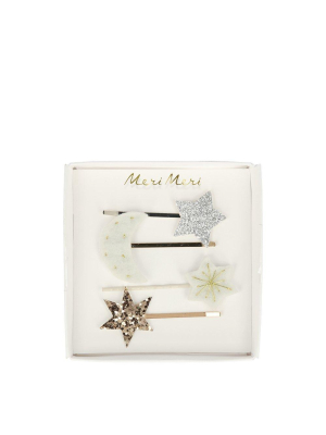 Moon & Star Hair Slides (x 4)