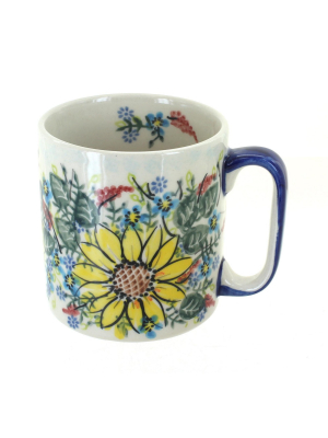 Blue Rose Polish Pottery Sunflower Maze Coffee Mug