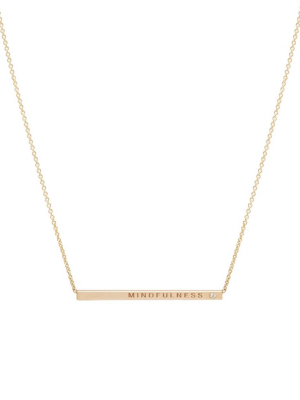 14k Engraved Thin Id Necklace With Diamond