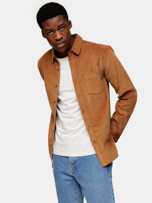 Brown Corduroy Slim Shirt