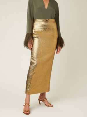 Feather-trimmed Silk Cady Top