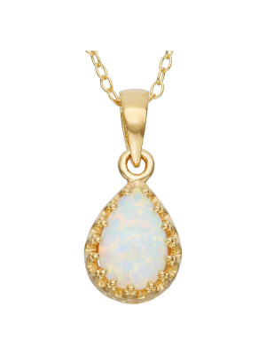 Pear-cut Opal Crown Pendant In Gold Over Silver