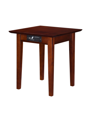 Shaker End Table With Charger - Walnut - Atlantic Furniture