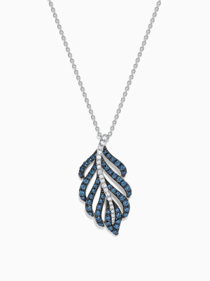 Effy Bella Bleu 14k White Gold Blue And White Diamond Pendant, 0.86 Tcw