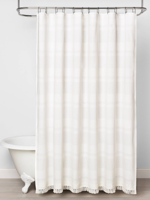 Textured Stripe Shower Curtain White - Hearth & Hand™ With Magnolia