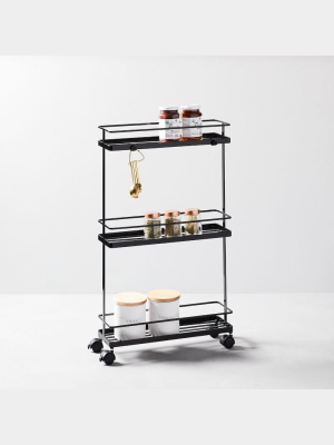 Slim Rolling Storage Cart – Black