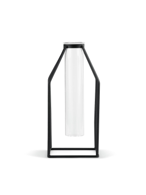 Demdaco Large Black Geometric Vase 9 X 4 - Black