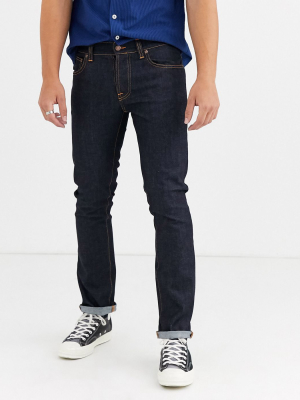 Nudie Jeans Co Grim Tim Slim Straight Fit Jeans In Dry True Navy Wash