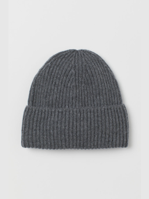 Rib-knit Wool Hat