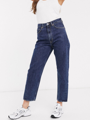 Weekday Meg Organic Cotton Mom Jean In Win Blue