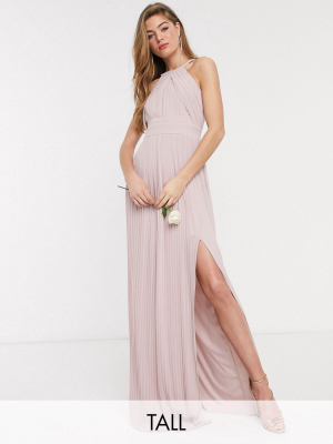 Tfnc Tall Bridesmaid Exclusive Pleated Maxi Dress In Pink