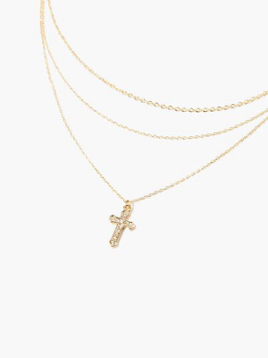 Layered Cross Pendant Necklace