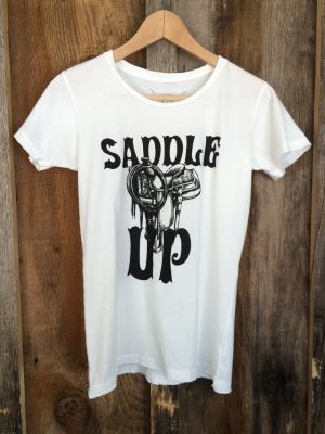 Saddle Up Womens Tee White/blk