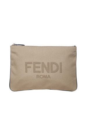 Fendi Logo Embroidered Pouch