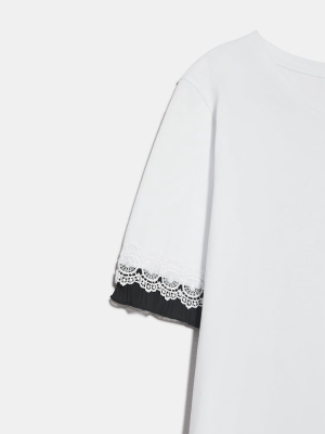 Pleated Lace T-shirt